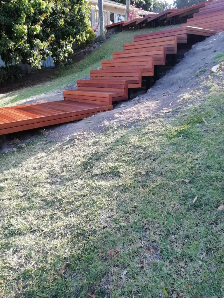 Floating wooden balau walkway