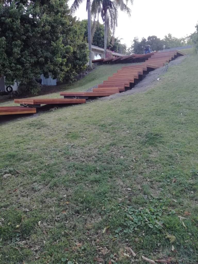Floating wooden balau walkway